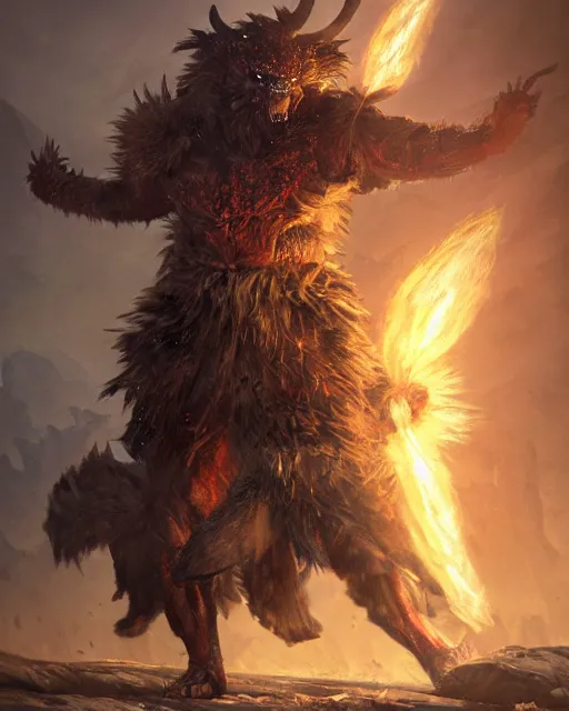 Prompt: oil painting of Angry Anthropomorphized Lama Berserker, wearing fur armor, claws, sharp focus, attack pose, fantasy style, octane render, volumetric lighting, 8k high definition, by greg rutkowski, highly detailed, trending on art Station, magic the gathering artwork, burning Battlefield background, centered