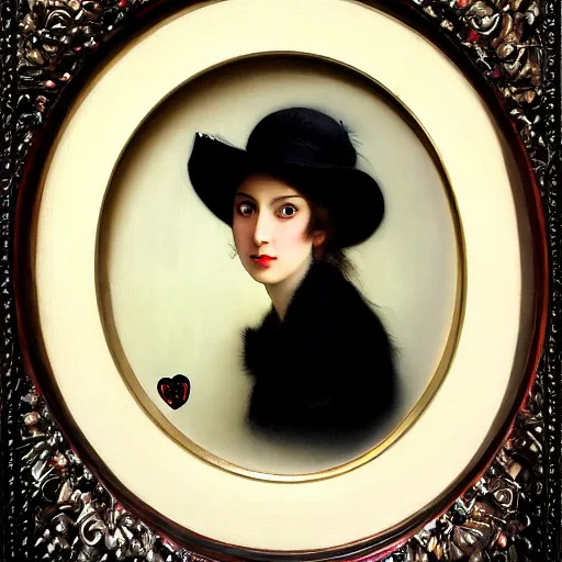 Image similar to portrait of a woman wearing a bowler hat, by howard david johnson.