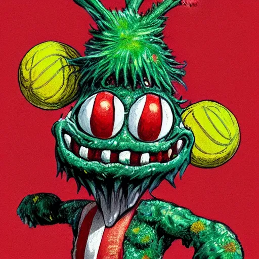 Image similar to a where waldo tennis ball monsters, colorful, digital art, fantasy, magic, chalk, trending on artstation, ultra detailed, professional illustration by basil gogos