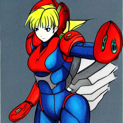 Image similar to samus aran as anime character by hiromu arakawa