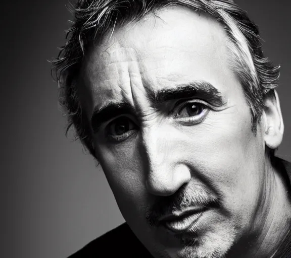 Image similar to a very ugly studio photograph of Steve Coogan; f/1.4; 90mm