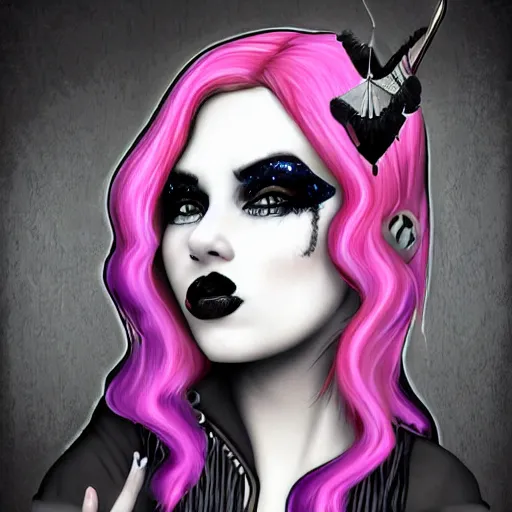 Prompt: goth punk princess, digital art