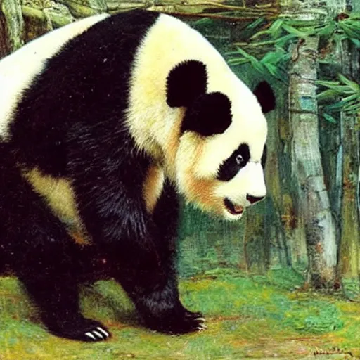 Image similar to a panda dancing by john william waterhouse