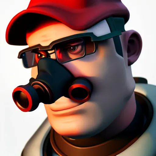 Image similar to 3 d render portrait of engineer from team fortress 2 by valve as a woman, 4 k, 8 k, hd, high resolution, highly detailed, intricate detail, ultra realistic faces, digital art, trending on artstation, team fortress 2