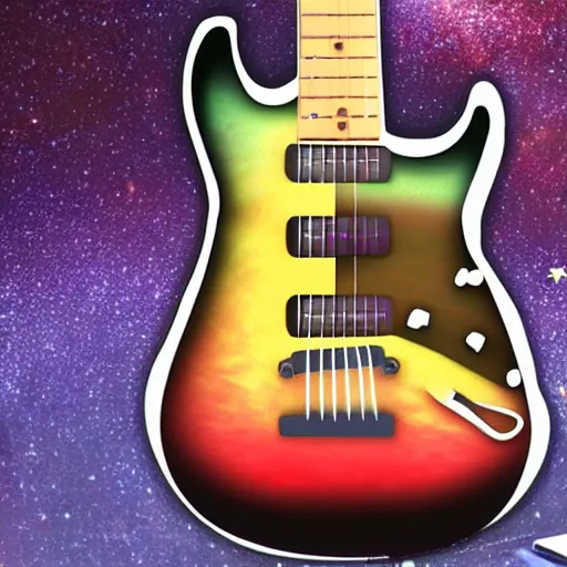 Image similar to an electric guitar made entirely out of the universe