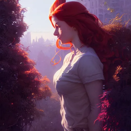 Prompt: highly detailed portrait of mary jane watson, stephen bliss, unreal engine, fantasy art by greg rutkowski, loish, rhads, ferdinand knab, makoto shinkai and lois van baarle, ilya kuvshinov, rossdraws, tom bagshaw, global illumination, radiant light, detailed and intricate environment