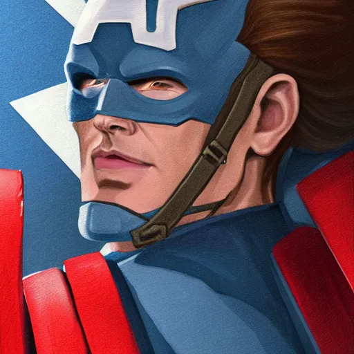 Prompt: portrait of captain america, highly detailed, centered, solid color background, digital painting