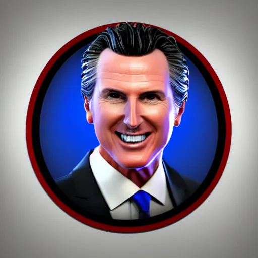 Prompt: Dartboard in the shape of Gavin Newsom's face, 3d render, digital art, artstation, hyper realistic, 8k ... grinning face
