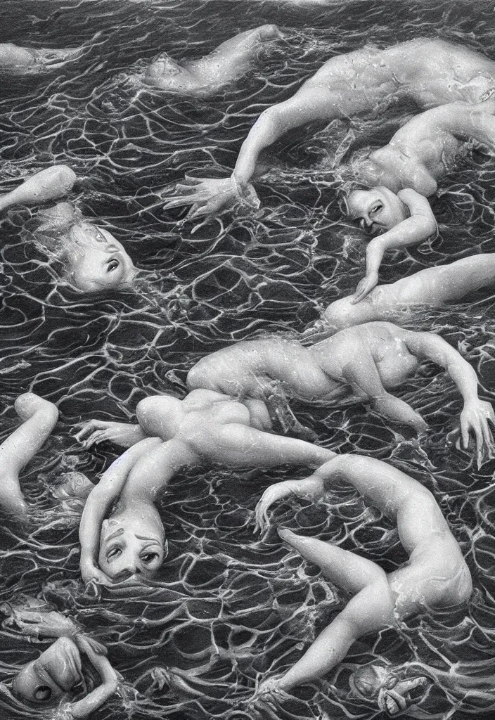 Image similar to highly detailed surrealist art about drowning slowly