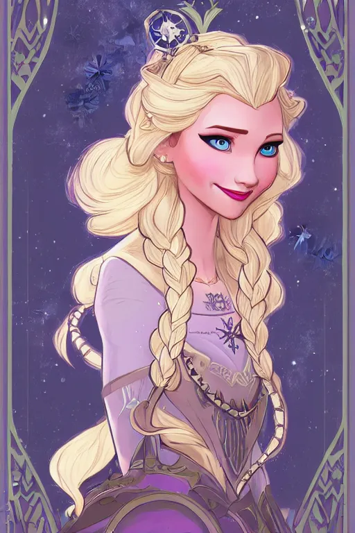 Prompt: elsa from frozen as steampunk princess, blonde hair, high fantasy, dnd, smooth, sharp focus, illustration, highly detailed, digital painting, artstation, concept art, by disney animation, rossdraws, alphonse mucha, frank fanzzeta, collectible card art