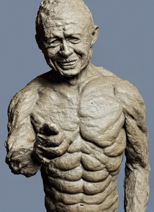 Image similar to a sculpture of a content moon man, by sergio bustamante, 8 k resolution