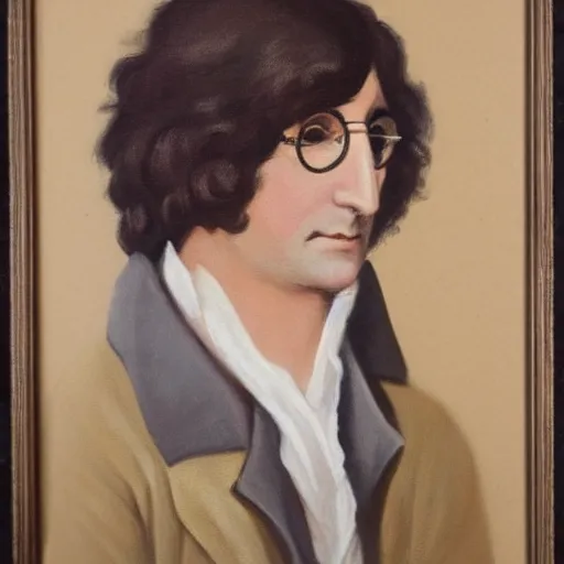 Prompt: regency era painting of a young john lennon in the style of henry pierce bone