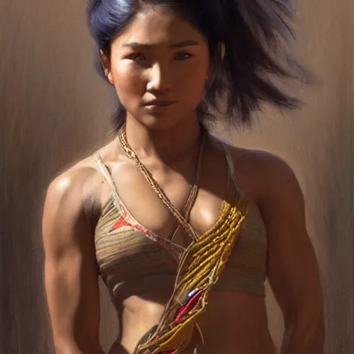 Prompt: a fit and muscular nepali woman wearing school uniform. highly detailed painting by gaston bussiere, craig mullins, j. c. leyendecker 8 k