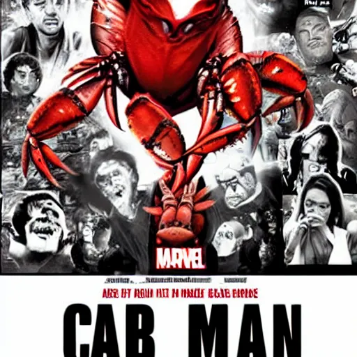 Prompt: Crab man the movie poster. Marvel style.