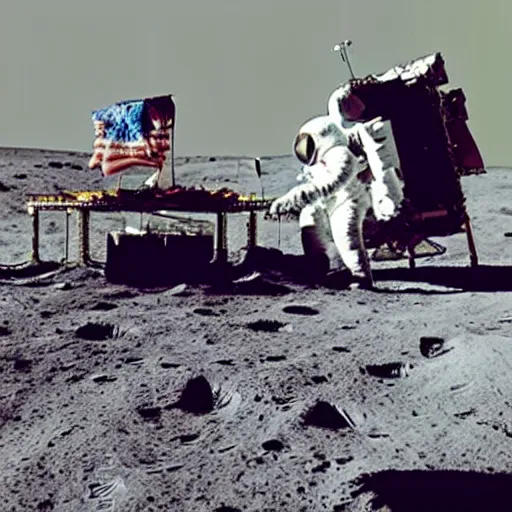 Image similar to professional photo of an astronaut sitting in a beach chair on the moon, holds on to an iphone, smartphones and laptops scattered around the ground, golden ratio, earth rise, technology on the moon