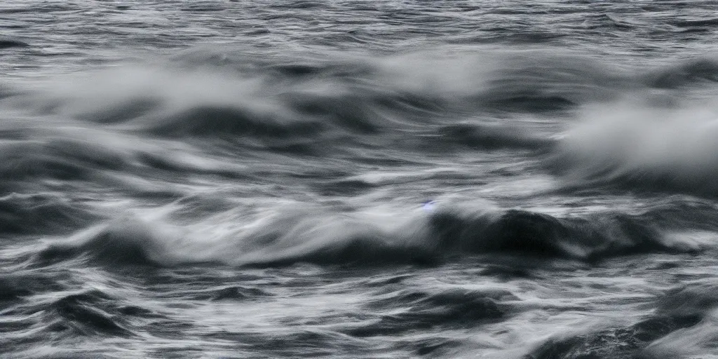 Image similar to monochromatic photograph of a forest, isometric, waves breaking, black sea, white breakwater, multiple exposure, by chris friel