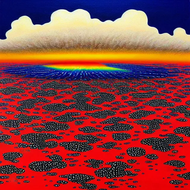 Image similar to a beautiful painting nuclear bomb exploded in japan, by kusama miyama realistic oil painting