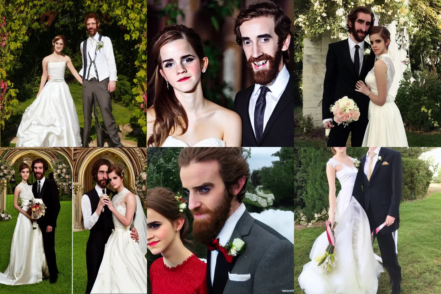 Prompt: A Photoshoot of The Wedding of Asmongold and Emma Watson