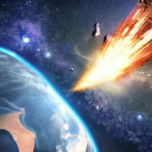 Prompt: meteor hitting earth shock wave high quality image realistic