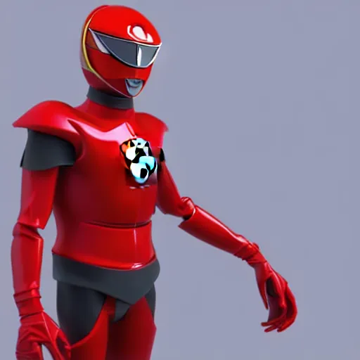 Image similar to Tokusatsu character based on Ferrari, red mechanical skinny body, chest plate with Ferrari logo, stylized motorcycle helmet, full body, unreal engine, 3D model