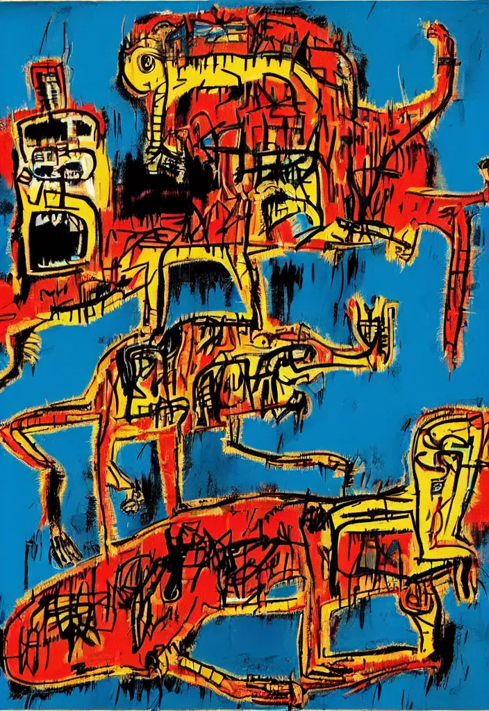 Prompt: komodo in the style of jean michel basquiat