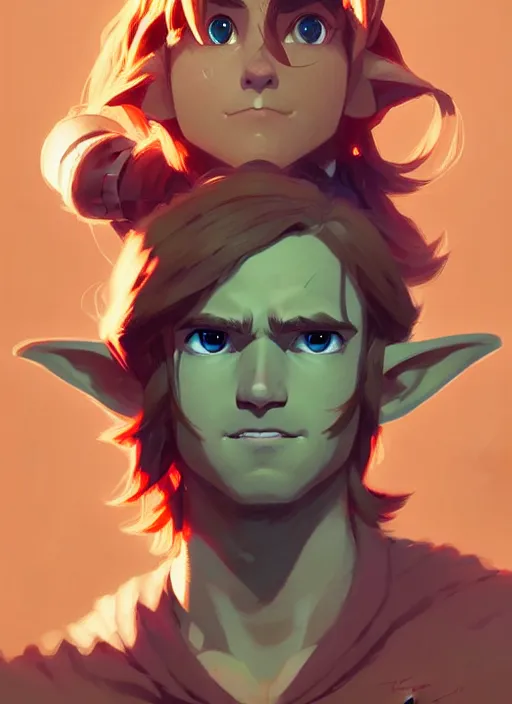 Prompt: highly detailed portrait of link from ocarina of time, visual contact, ringlet hair by atey ghailan, by greg rutkowski, by greg tocchini, by james gilleard, by joe fenton, by kaethe butcher