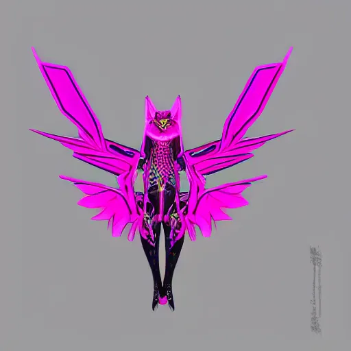 Prompt: neon+pink+winged+reptile, elegant+but also a little vicious looking+concept art +trending on artstation