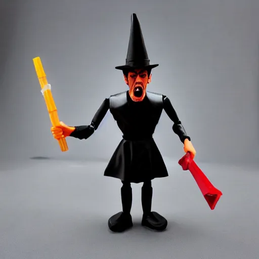 Image similar to low polygon witch stop motion vinyl action figure, plastic, toy, butcher billy style