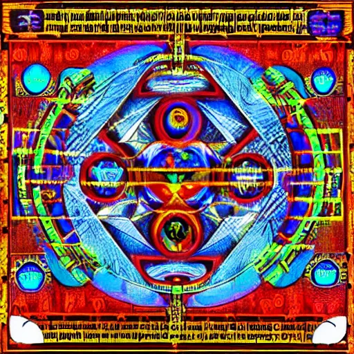 Image similar to Arcane Algorithm of Sagaciousness coded with esoteric symbols and glyphs style of LUKE BROWN