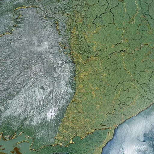 Image similar to a satellite image of the Netherlands with borders