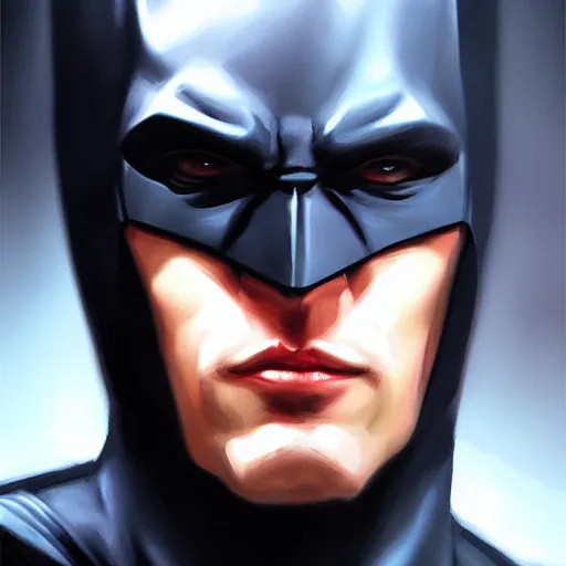 Prompt: batman, oil painting, artgerm, portrait, highly detailed, artstation