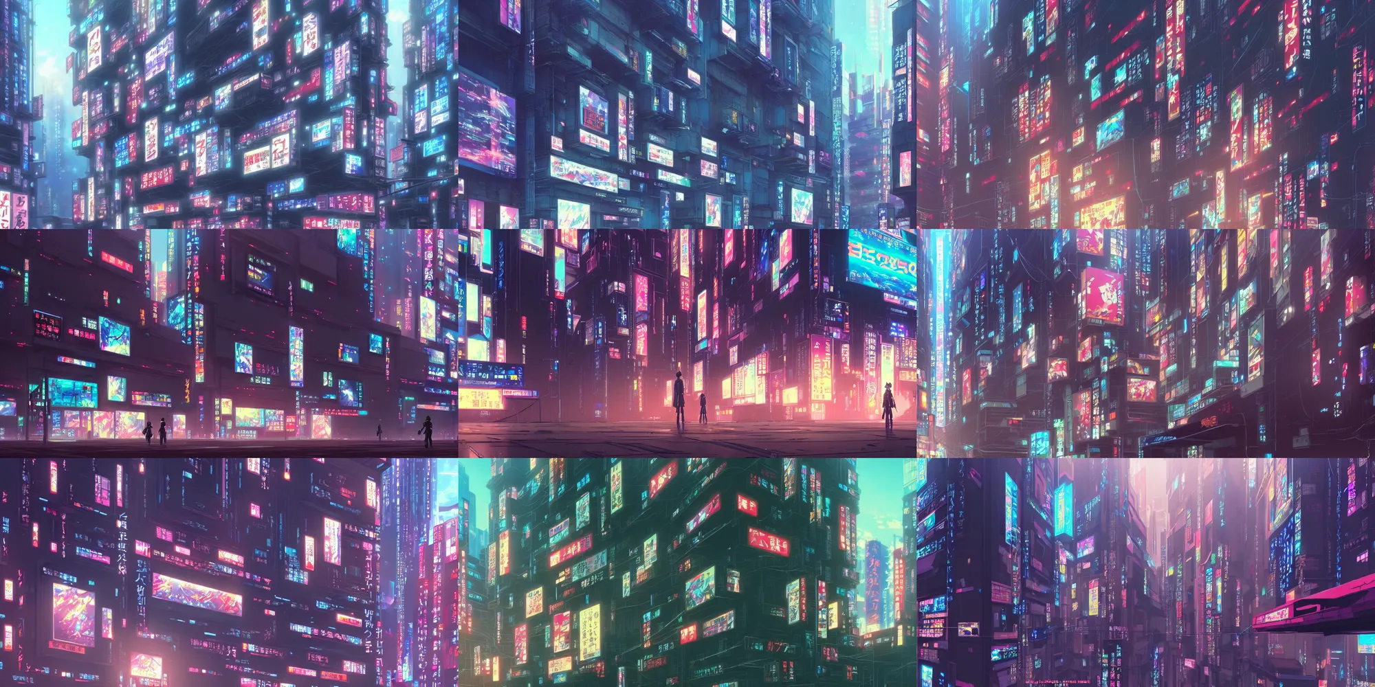 Prompt: a high definition close up screenshot from the cyberpunk anime anime anime film ; a building facade with advertisements, digital painting by ( makoto shinkai ), moebius moebius, surrealism, trending on artstation