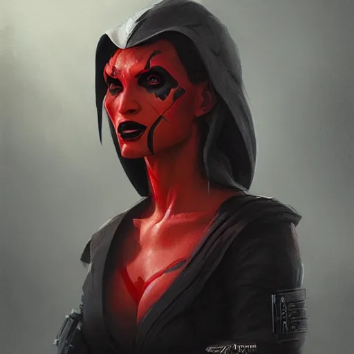 Image similar to portrait of a Darth Talon by Greg Rutkowski, she is about 20 years old, wearing black sith uniform, Star Wars Expanded Universe, highly detailed portrait, digital painting, artstation, concept art, smooth, sharp foccus ilustration, Artstation HQ