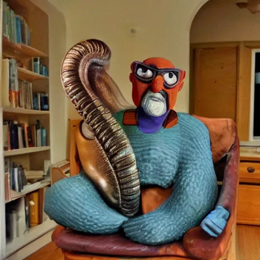 Image similar to mollusc man, chilling at home