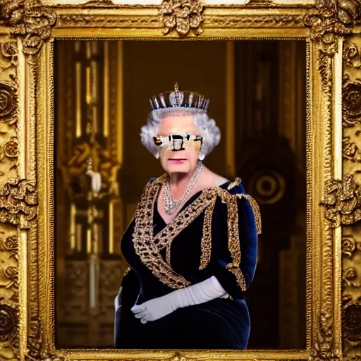 Image similar to dwayne johnson as the queen of england, wearing makeup, dressed like a georgian aristocrat, portrait, studio photography, studio lighting, high detail, 8 k