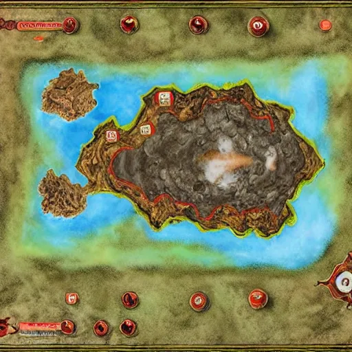 Prompt: dnd volcanos battle map layout