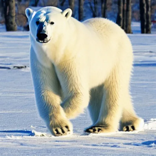 Prompt: photo of a polar bear horse hybrid