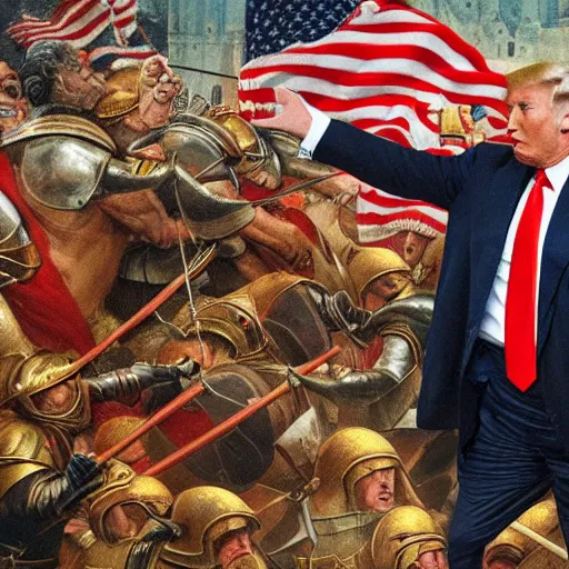 Image similar to Donald Trump in a medieval battle