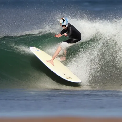 Prompt: Boris Johnson surfing on a sunny day