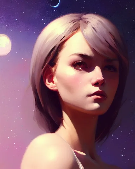 Image similar to a potrait of a space fanstasy cat, fine details. night setting. realistic shaded lighting poster by ilya kuvshinov katsuhiro, artgerm, jeremy lipkin and michael garmash, unreal engine, radiant light, detailed and intricate environment, digital art, trending on art station