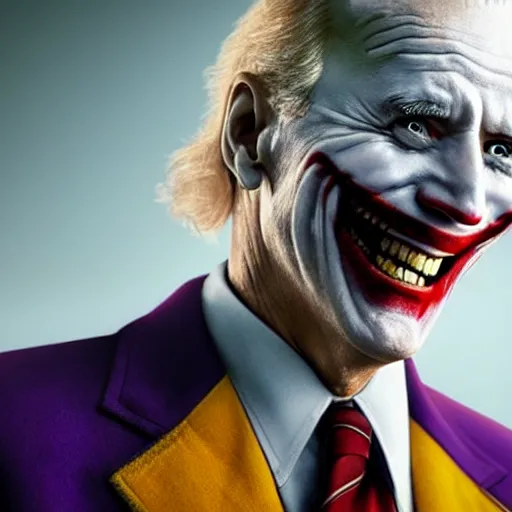 Prompt: film still of Joe Biden as joker in the new Joker movie