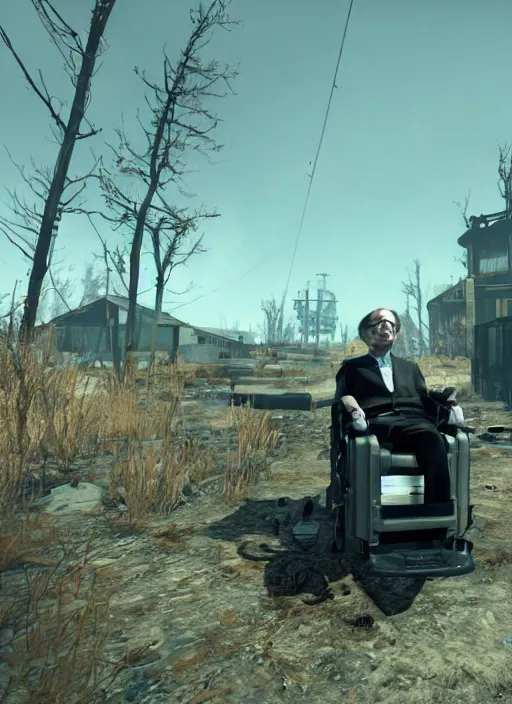 Image similar to Stephen Hawking in fallout 4