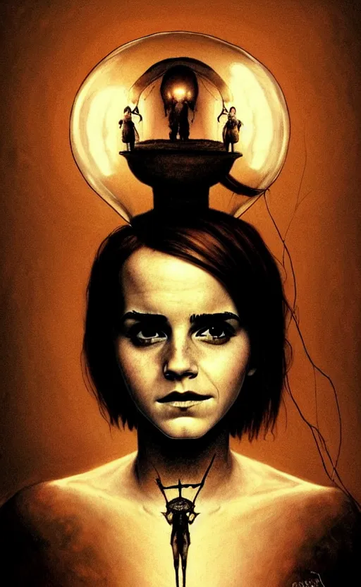 Prompt: emma watson in a lightbulb by chiara bautista, beksinski and norman rockwell and greg rutkowski weta studio, and lucasfilm