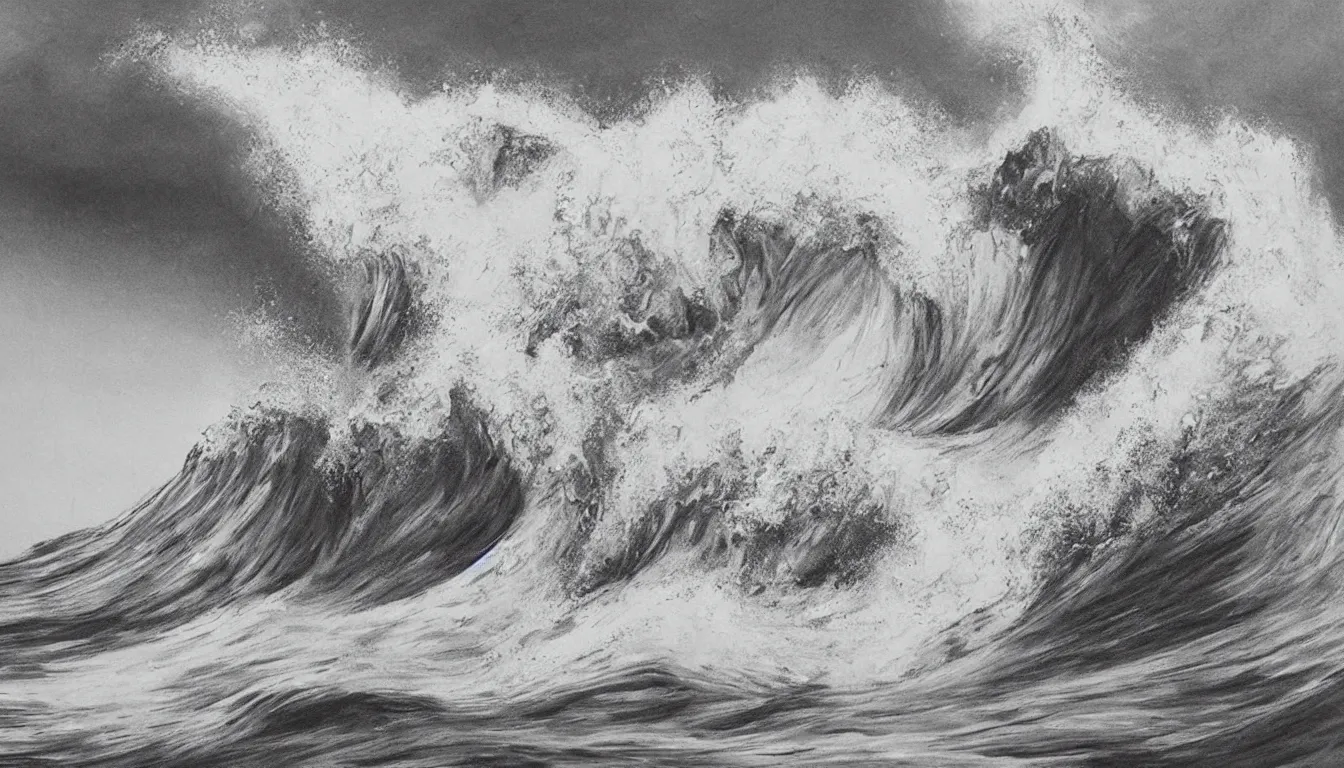 Prompt: crashing ocean wave, photorealistic drawing, international award winning