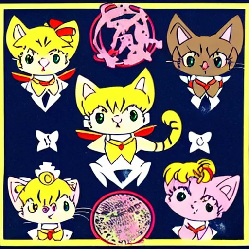 Image similar to three cats from sailor moon