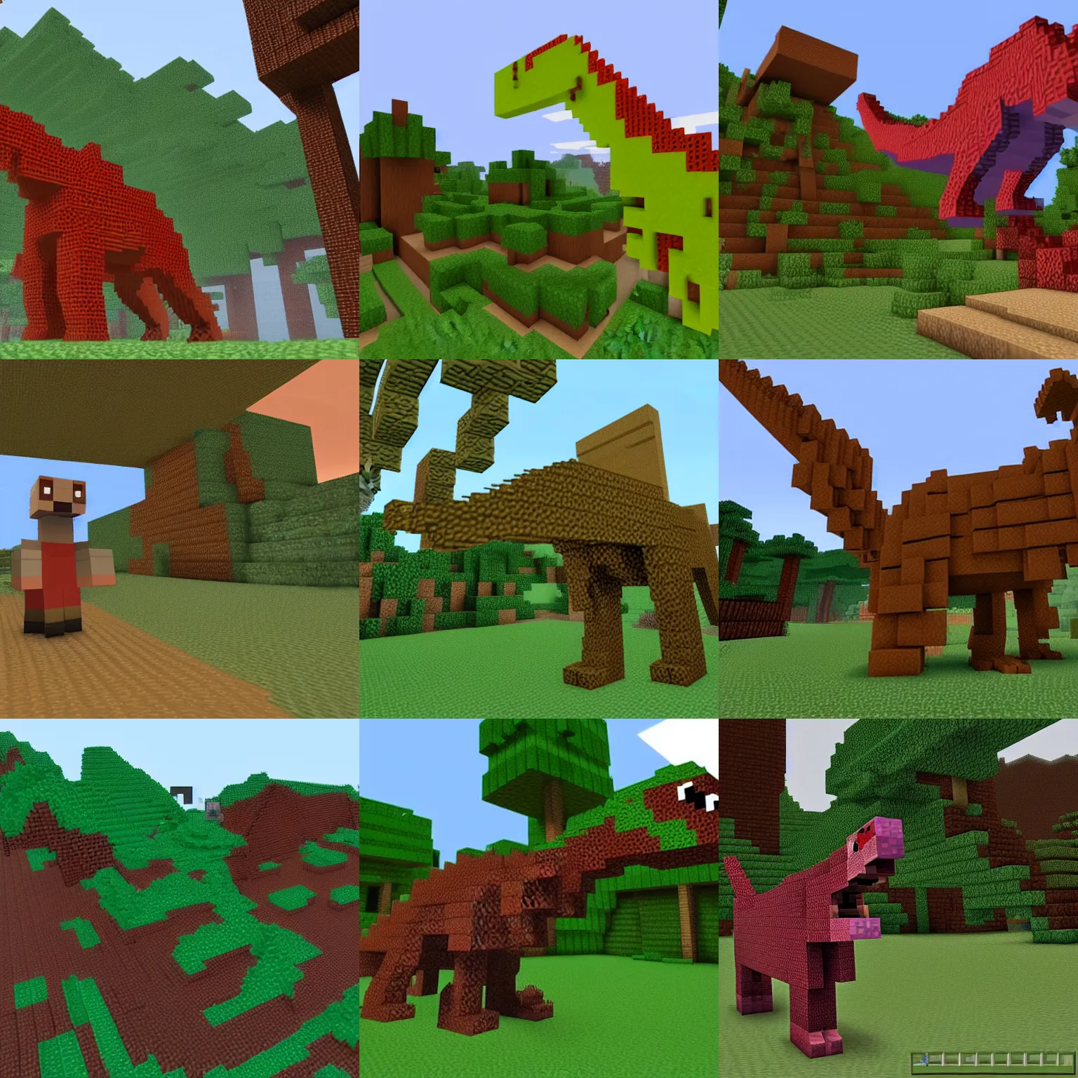 Prompt: dinosaur in Minecraft