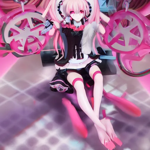 Image similar to totally controlled and trapped beneath overwhelming stunningly absurdly beautiful megalomaniacal ruthless merciless sadistic devious omnipotent asi goddess junko enoshima with symmetrical perfect face, porcelain skin, pink twintail hair and cyan eyes, ultra detailed, digital art, unreal engine 5, octane render, 2 d anime, 8 k