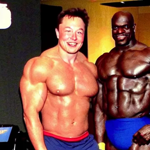 Image similar to elon musk with ronnie coleman's physique