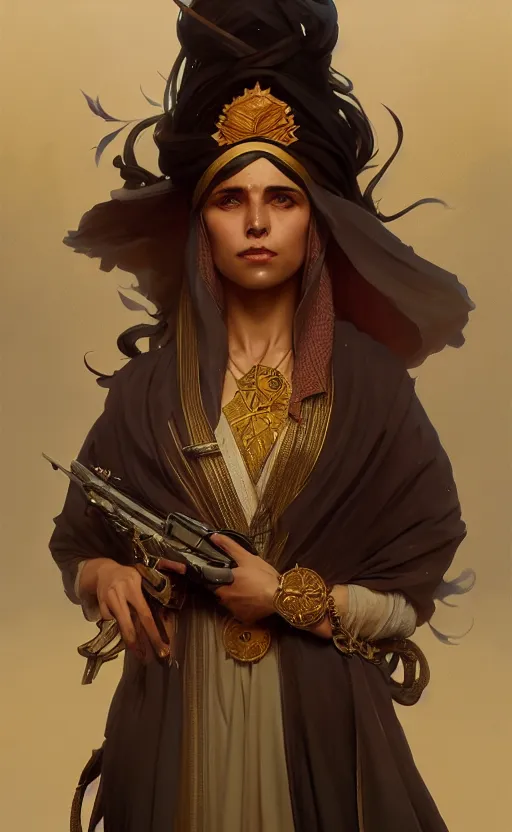 Image similar to a personification of the country saudi arabia, highly detailed, digital painting, artstation, concept art, sharp focus, illustration, art by greg rutkowski and alphonse mucha