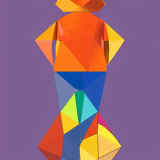 Prompt: flat vibrant colors, thick lines, polygonal. Person in space
